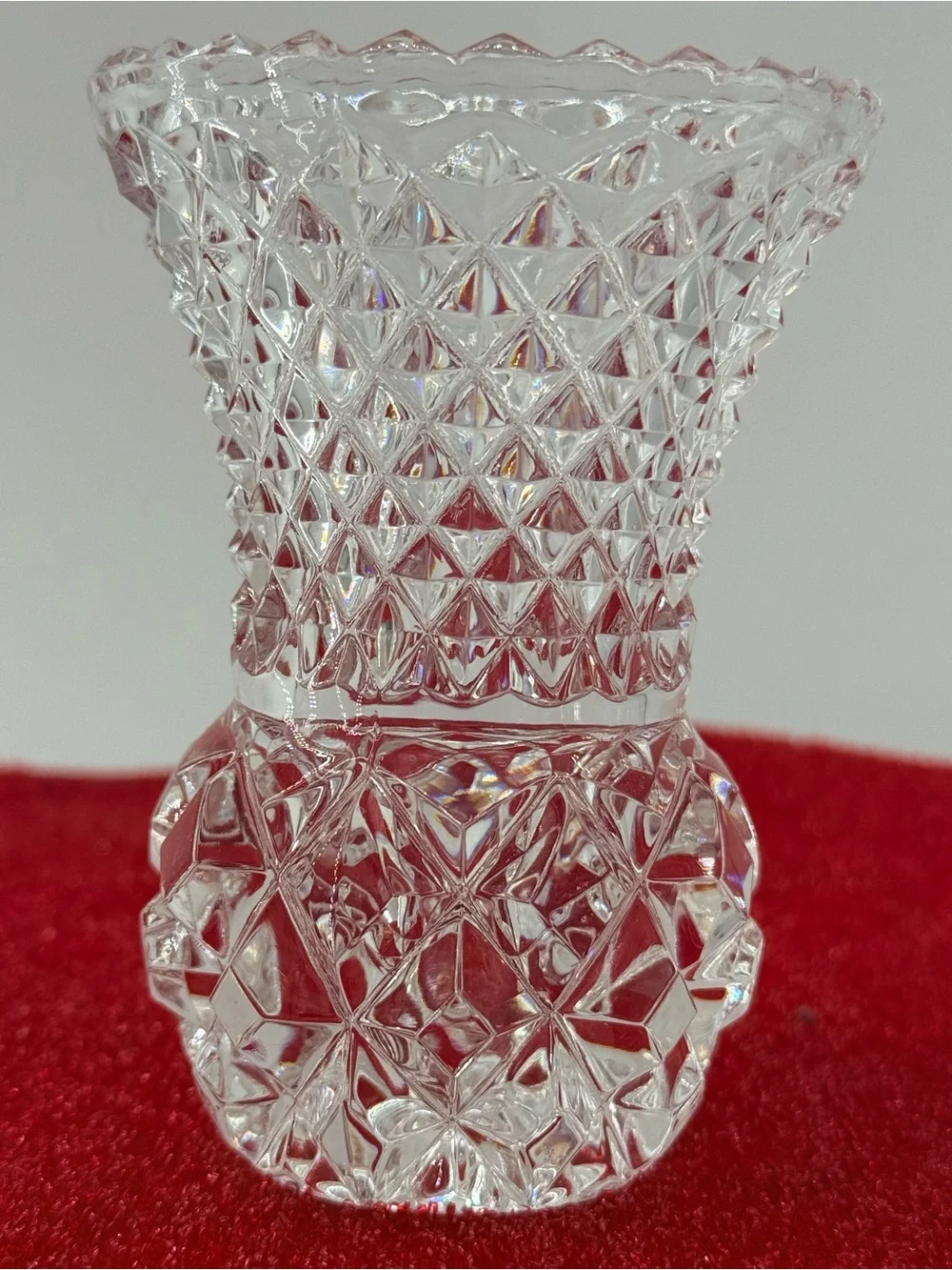 Cut Crystal-Style Pressed Glass Vase in Clear